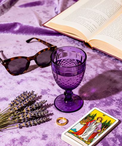 Amethyst lifestyle flat lay